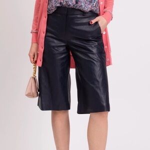 Diane Von Furstenberg Leather Shorts NAVY BLUE.